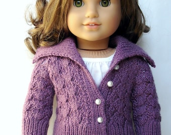 Modèle de tricot PDF - Pull cardigan en dentelle Helena - Pour poupées américaines de 18 po. - Patron de vêtements de poupée