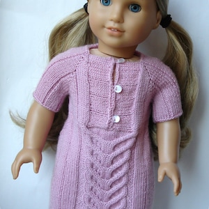 Jane - Cabled Sweater Dress - Knitting Pattern PDF For 18&quot; American Girl Dolls - Doll Clothes Pattern - Instant Download