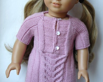 Jane - câblé pull robe - Knitting Pattern PDF pour 18" poupées American Girl - poupée de vêtements tendance - téléchargement immédiat