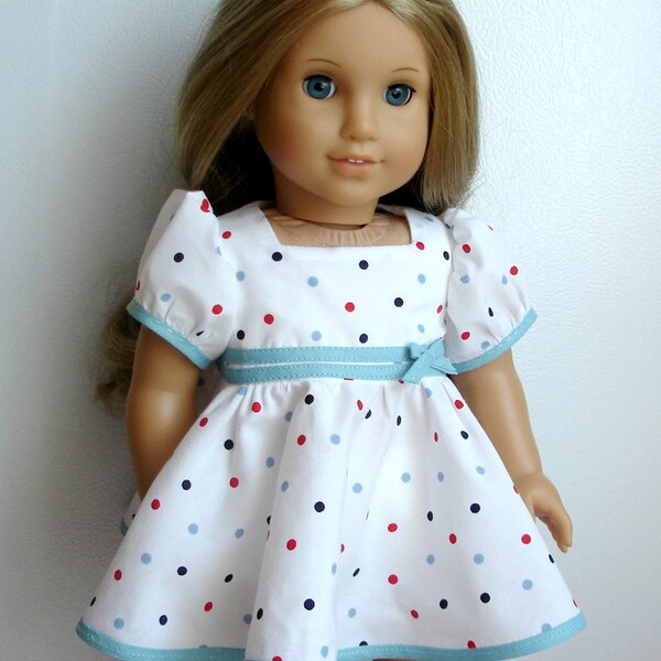 18 Inch American Girl Doll Dress - 1930's Style Polka Dot OOAK