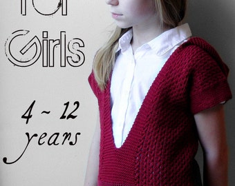 Mae For Girls - Pull à capuche - PDF Patron de tricot pour enfants - Taille 4, 6, 8, 10, 12 ans - Téléchargement instantané