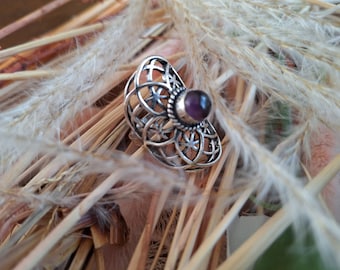 Bague Graine de vie Améthyste style Boho