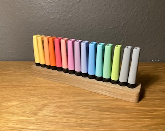 Stabilo Boss markeerstift tafeldecoratie pennenhouder bureaudecoratie levensvreugde kleurrijk regenboog eikenhout decoratie hout