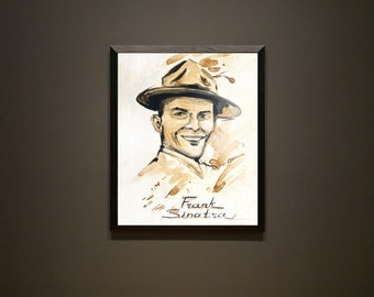 Frank Sinatra, Musician, Mid Century Modern, Coffee Painting, Jazz Junk Image, Digital artwork, Wall Art, Prints, Instant Download