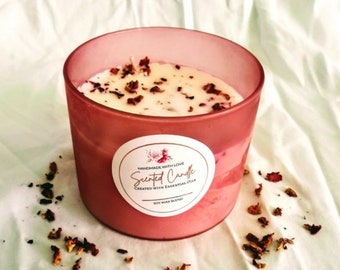 Rose Scent candle w/rose petals