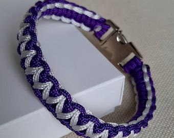Handmade Purple and White Paracord Bracelet for Men – Adjustable Rope Wristband