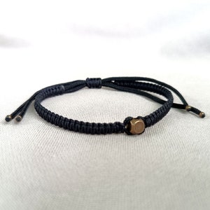 Thin black bracelet Black paracord bracelet men Black bracelet cord slide Knot rope bracelet Surf Bracelet Gifts for him Bracelet for men