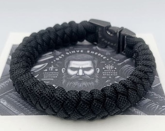 Black Paracord Bracelet — Handmade Rope & Survival Bracelet for Men