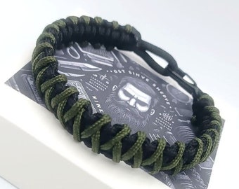 Handmade Black & Green Paracord Bracelet – Men’s Rope Wristband