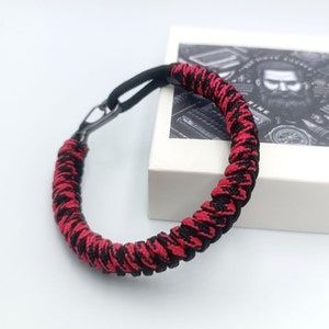 Black and red paracord bracelet Red woven bracelet Red rope bracelet Climbing rope bracelet for men Red bracelet Red string bracelet men