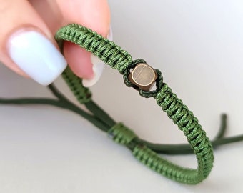 Pulseira de corda de paracord verde — Pulseira tática artesanal para homens