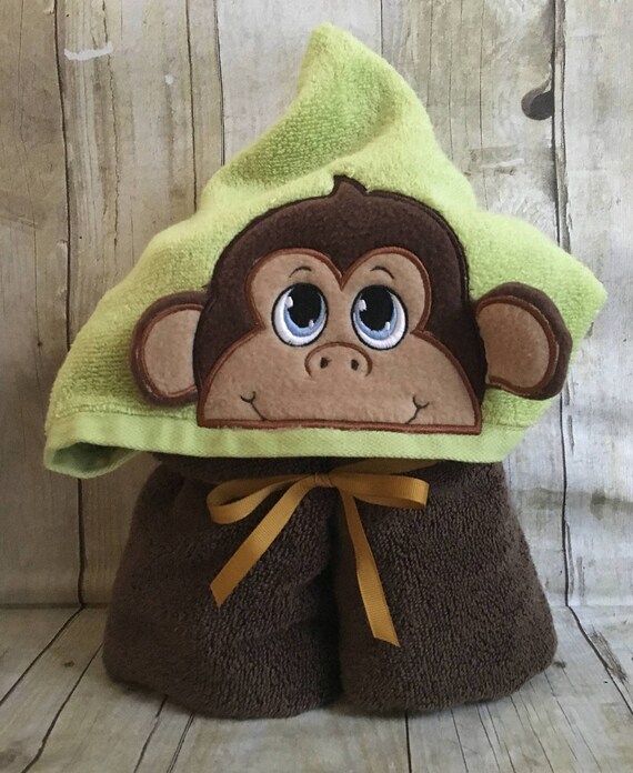 monkey hooded towel