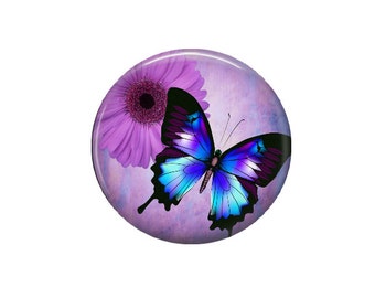 Purple Butterfly - Image en verre Cabochon - Choix de 12mm, 16mm, 20mm, 25mm et 30mm rond