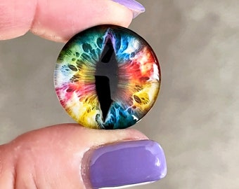 Rainbow Lightening Cat's Eye - Glass Image Cabochon - Choice of 12mm, 16mm, 18mm, 20mm, 25mm and 30mm Round