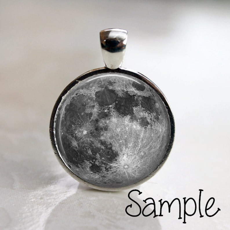 Full Moon Glass Image Cabochon Choice of 12mm, 16mm, 18mm, 20mm, 25mm and 30mm Round image 4