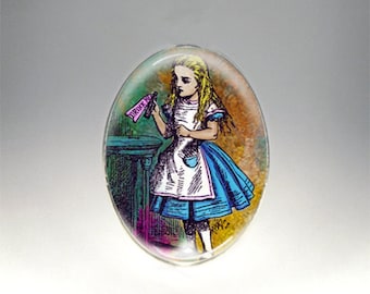 Vintage Alice in Wonderland Image - Drink Me- Handmade Cabochon - Choice of 2 Sizes