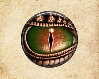 Copper & Green Dragon Eye - Glass Image Cabochon - Choice of 12mm, 16mm, 18mm, 20mm, 25mm and 30mm Round