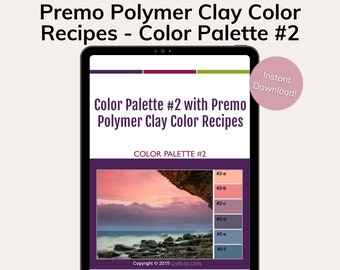 Premo Polymer Clay Color Mixing Recipes for Color Palette #2, polymer clay color recipes, polymer clay color mixing tutorial