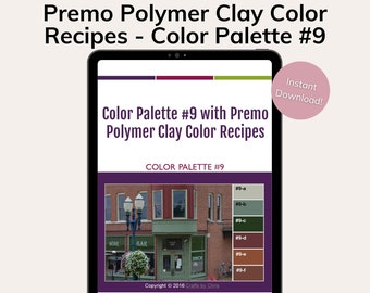 Premo Polymer Clay Color Recipes for Color Palette #9, polymer clay recipes, clay color recipes, Premo color recipes