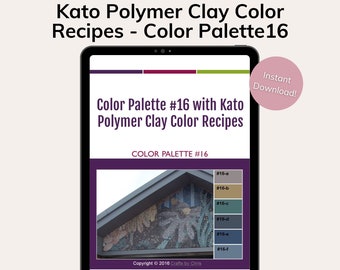 Kato Polymer Clay Color Mixing Recipes for Color Palette #16, polymer clay color recipes, polymer clay tutorial