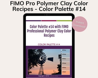 FIMO Professional Polymer Clay Color Mixing Recipes for Color Palette #14, polymer clay color recipes, polymer clay color mixes