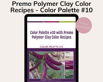 Premo Polymer Clay Color Recipes for Color Palette #10, polymer clay recipes, clay color recipes, Premo color recipes