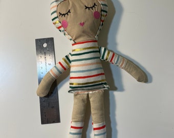 SAMPLE SALE -Handmade Stuffed Cat Girl in Stripes