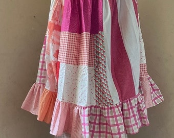 Peachy Pink Patchwork Hauskleid s/m