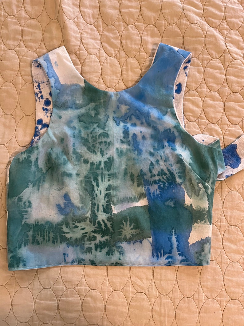 Hand painted blue backless tank top image 5