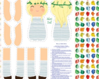 Blonde Mori Girl Doll -Cut and Sew pre-printed fabric panel pattern