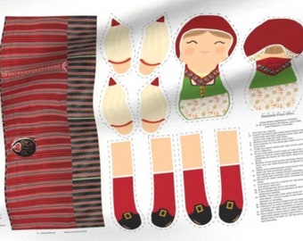 Swedish Folk Doll -Cut and Sew pre-printed fabric panel pattern