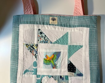 SAMPLE SALE! Quilted Summer Paradise Themed Tote Bag.  Fully lined and structured. Quality Cotton.