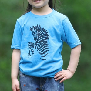 Kids Zebra Print T Shirt | Safari Animal Prints on Vegan Clothing | Eco Friendly Gifts for Kids | Hiking Nature Shirt