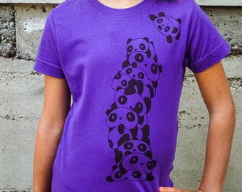Purple Panda Girls T Shirt | Funny T Shirt Gift for Kids | Graphic Tee for Back to School Youth Girls
