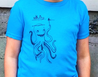 INTERESTPRINT Octopus and Steering Wheel Kids T-Shirt XS-XL INTERESTPRINT Octopus and Steering Wheel Kids T-Shirt XS-XL