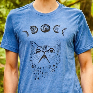 Moon Phase Cat Men&#39;s T-shirts | Cat Dad Gift for Men | Cat Lover Gift for Geeks and Nerds