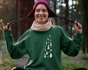Pine Tree Crewneck Sweatshirt | Vintage Camping Shirt | Hiking Shirt | Gardening Clothing | Christmas Tree Sweatshirt | Evergreen Trees