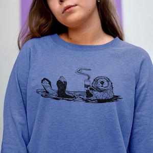 Coffee Otter Fleece Sweatshirt, Funny Animal Pullover