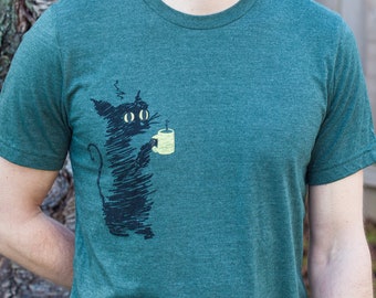 Black Cat Coffee T-Shirt | Cat Dad Gift