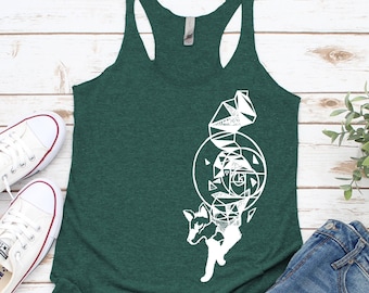 Space Fox Racerback Tank Top | Deconstructed Art Graphic Tee