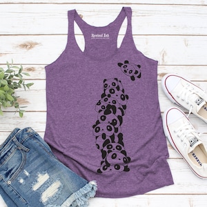 Panda Stack Purple Racerback Tank Top | Funny Yoga Workout Shirt
