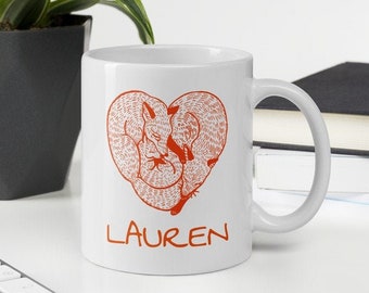 Taza personalizada con la familia de zorros, regalo de San Valentín
