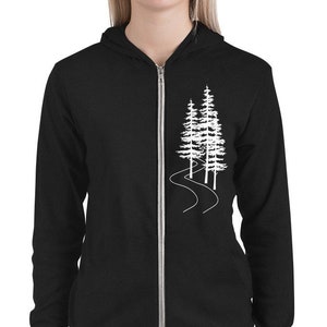 Evergreen Trees Zip Up Hoodie for Men or Women | Nature Lovers Gift for Her or Him | Camping or Hiking Sweatshirt Christmas Gift