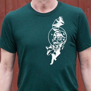 Space Fox Herrenshirt | Waldtiere Fuchs Geschenk für Männer | Dekonstruiertes Art Shirt | Science-fiction
