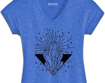 Healing Crystals Witchcraft Womens Graphic Tees | Witch Shirt for Pagan, Wiccan Gift | Goth Witchy Occult Shirt for Metaphysical Alchemy