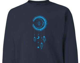 Sun Moon Eclipse | Crystals Witchcraft Moon Sweatshirt | Celestial Alt Clothing | Metaphysical Crystal Shirt | Goth Witchy Astronomy