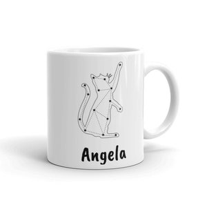 Kat Aangepaste Mok Met Astrologie Constellation | Gepersonaliseerde Zodiac Stars Coffee Cup | Kitty Kat Lover Cadeau | Ruimte