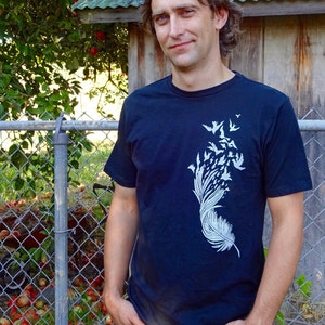 Bird Feather Shirt Mens Graphic Tee Nature Shirt Cool Artistic Classic