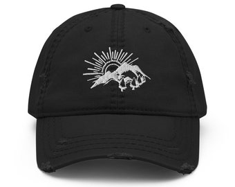 Embroidered Sun Mountains Dad Hat | Hiking Camping Cap