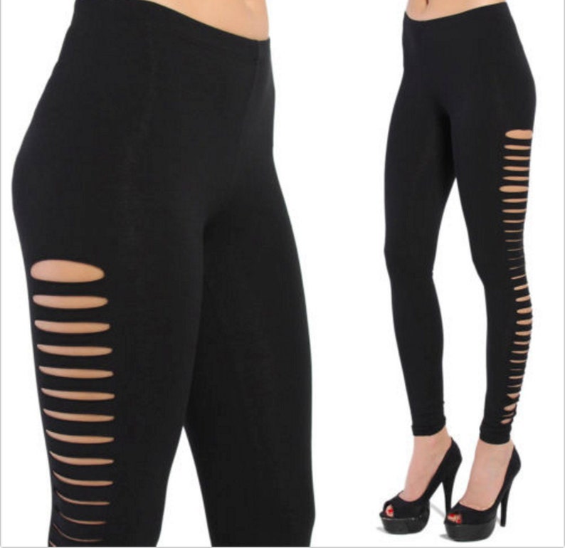 Side Cut Out Leggings Women Black Yoga Pants Festival Mad Etsy